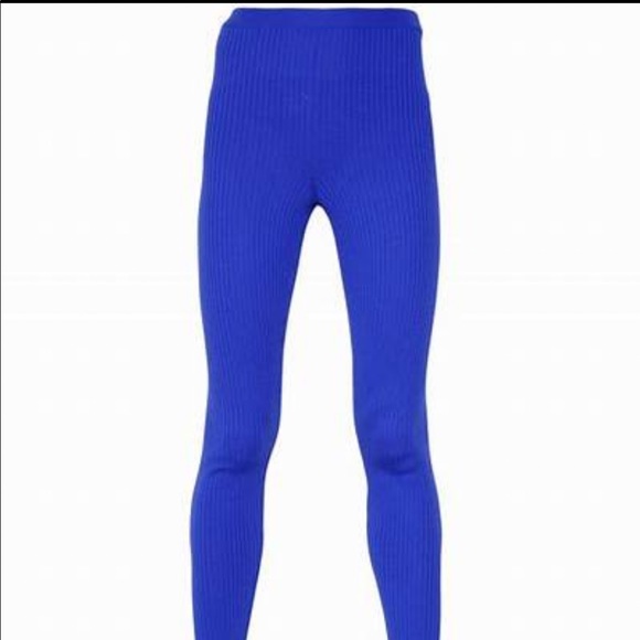 Escada Pants - Escada Blue Ribbed Wool Leggings Vintage